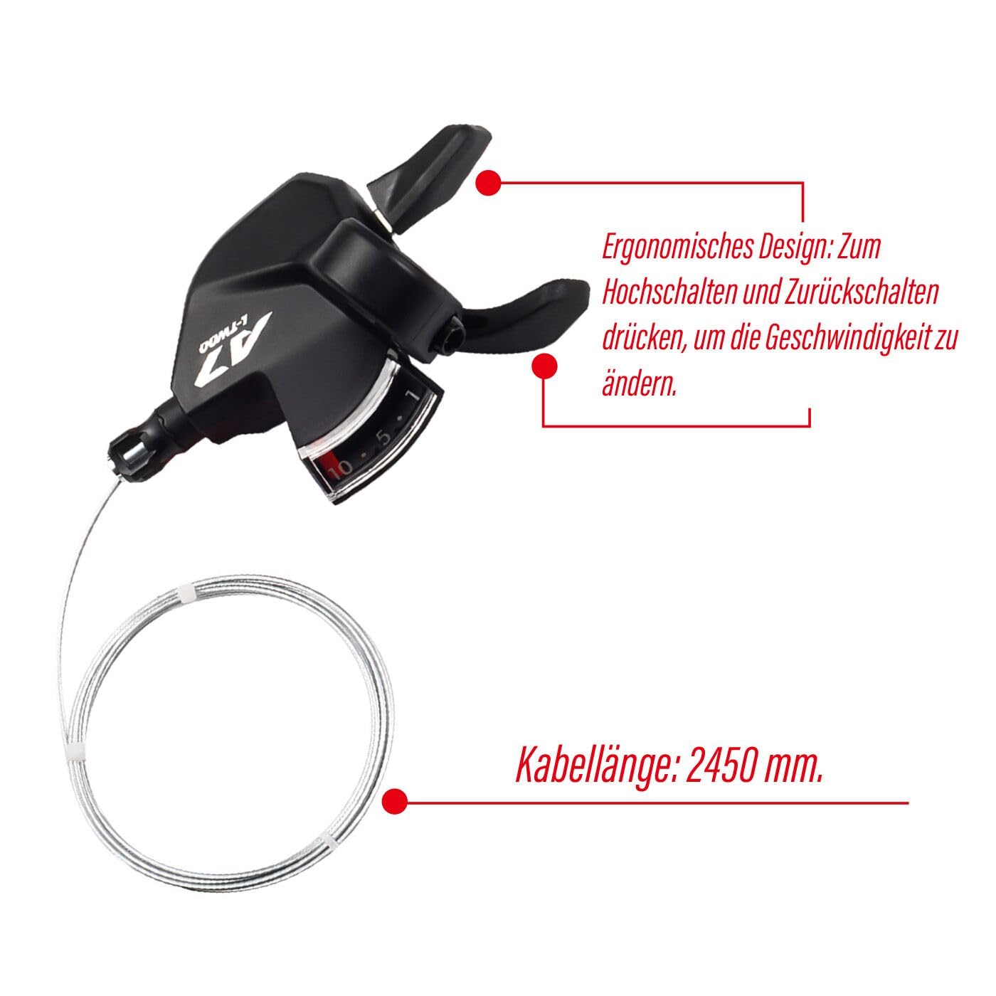 Schaltwerk 10 Fach für Shimano/sram，Schalthebel 10Fach Rechts, Fahrrad Schaltung 10 Fach Set für MTB/Rennrad/Mountain Bike.