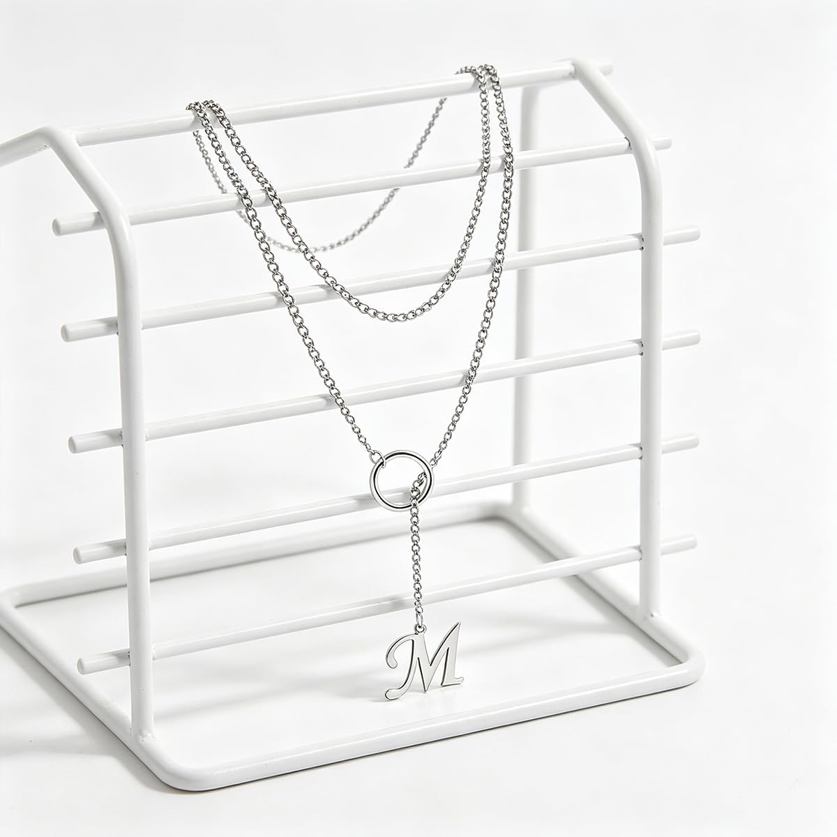 Long Chain Initial Necklaces for Women Stainless Steel Slip Chain Lariat Y-Necklace Chunky Silver Y2K Statement Drop Collar Choker Punk Rock Prom Jewelry Accessories Gifts