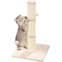 Marchul Cat Scratching Post with Wide-Base, Heavy Duty Thick, Sisal Cat Scratcher Posts 26.7 Inches with Hanging Ball for Kittens Medium Cats and Multiple Cats Households
