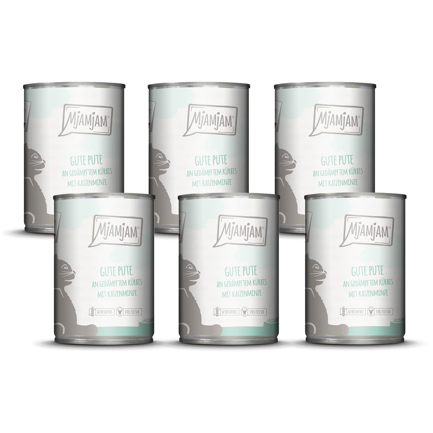 MjAMjAM - Premium Nassfutter für Katzen - gute Pute an gedämpftem Kürbis, 6er Pack (6 x 400 g), getreidefrei mit extra viel Fleisch