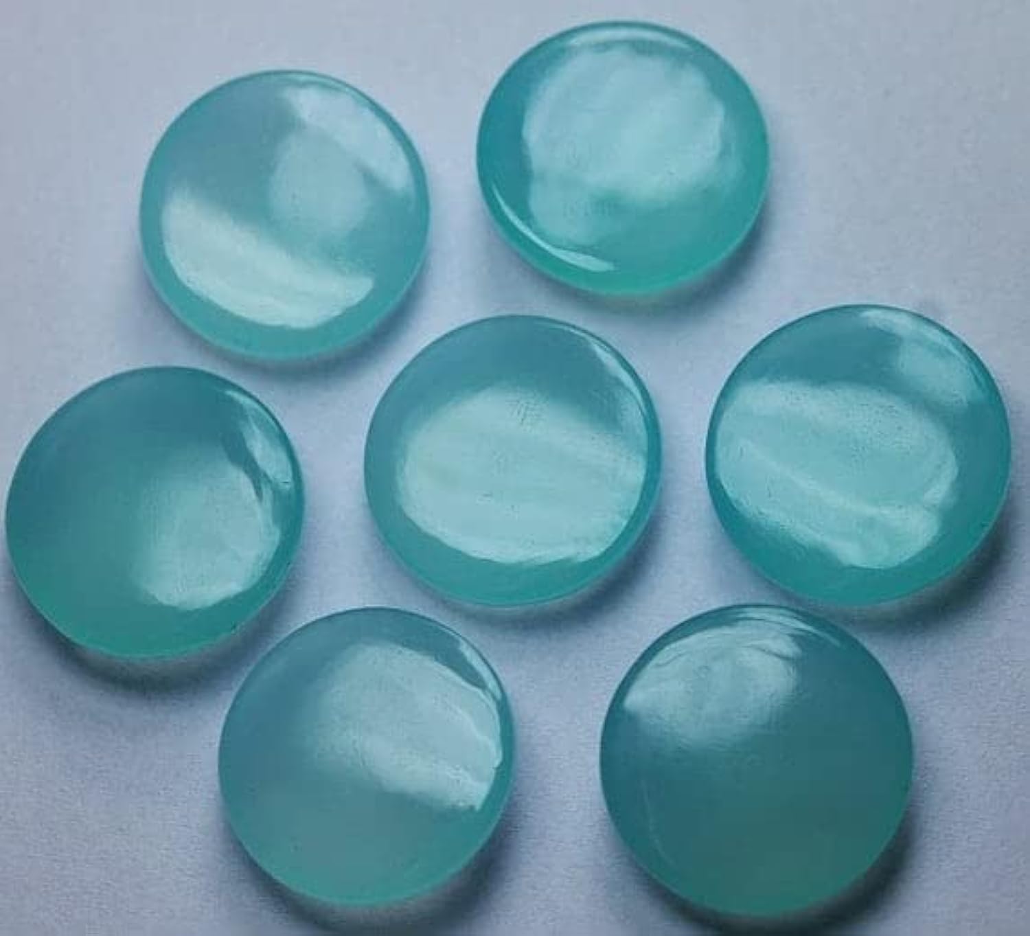 Calcédoine aqua rose cut 14mm pour bijoux d'été et de plage