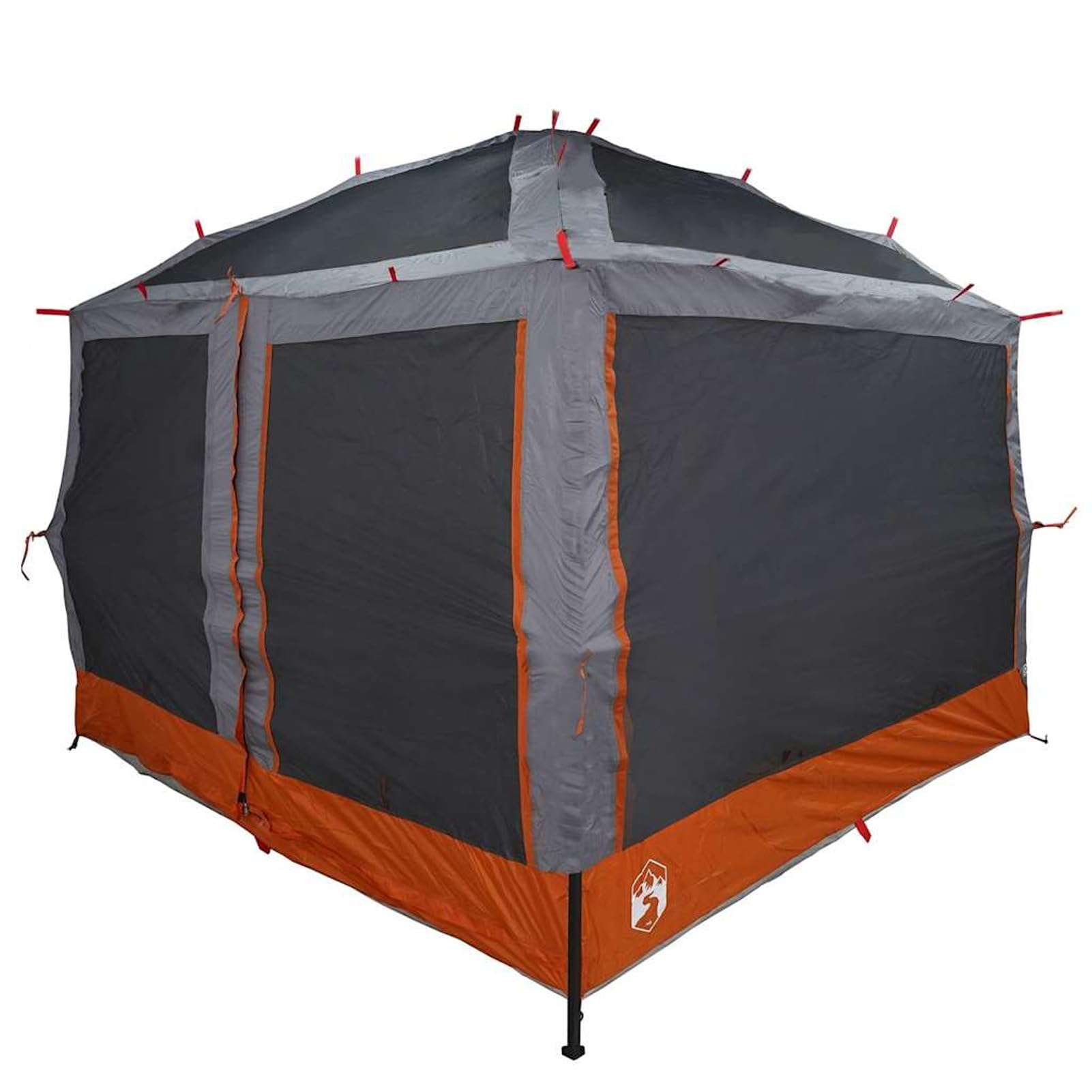 Tenda da Campeggio per 7 Persone, con Tetto Grigio e Arancione, 300x300x250 cm, in Poliestere 185T con Rivestimento PU, Impermeabile e Resistente ai Raggi UV, per Campeggio Estivo, Viaggi e Weekend al