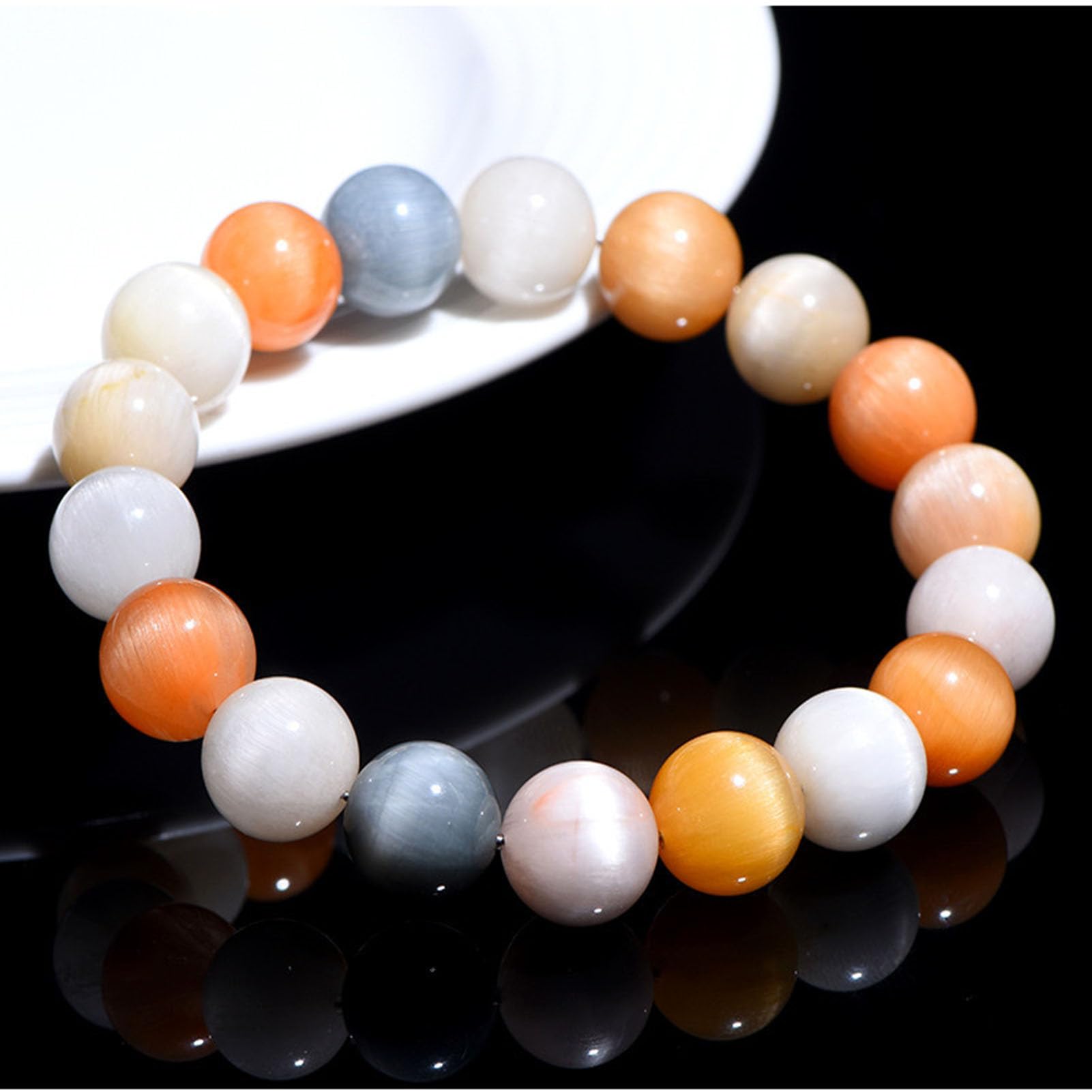 Pulsera de Pelo de Cuarzo Suave, Cuentas de Cristal Multicolor de Cuarzo rutilado para Equilibrio Emocional y energía Relajante, joyería de Piedras Preciosas Naturales elásticas,5a,10MM