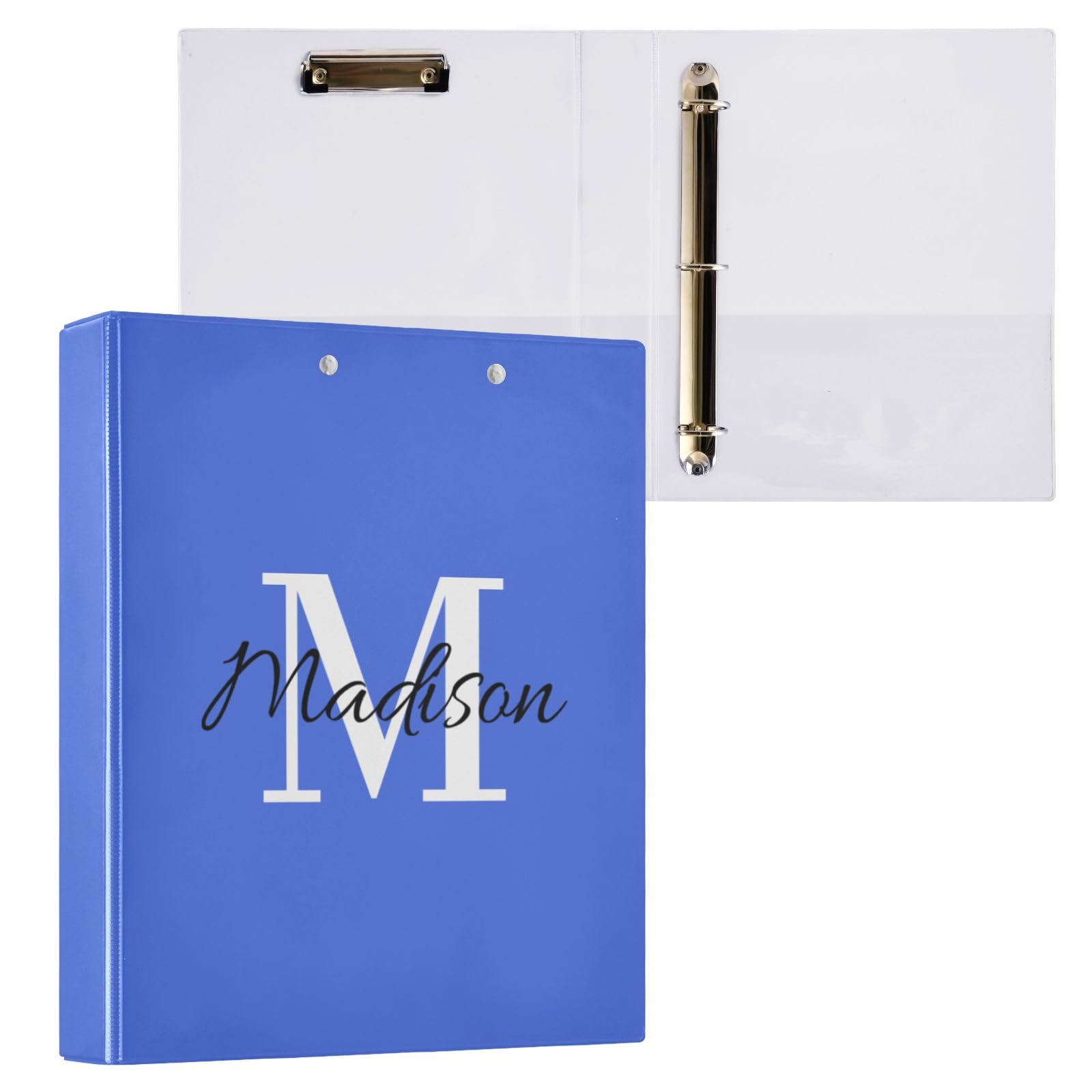Raccoglitore a 3 anelli personalizzato da 1,5 pollici, raccoglitore carino personalizzato a tre anelli con 3 tasche interne Raccoglitori di base durevoli con nome per forniture scolastiche e ufficio