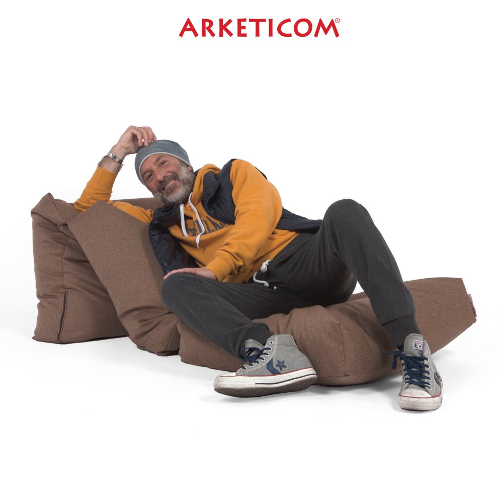 ARKETICOM FU-TOUF Pouf Puff Morbido Che Diventa Letto o Poltrona Pieghevole Poggiapiedi per Ospiti Puff Camera o Futon Richiudibile Salvaspazio (Sabbia) 60x60x45 /190x60x15