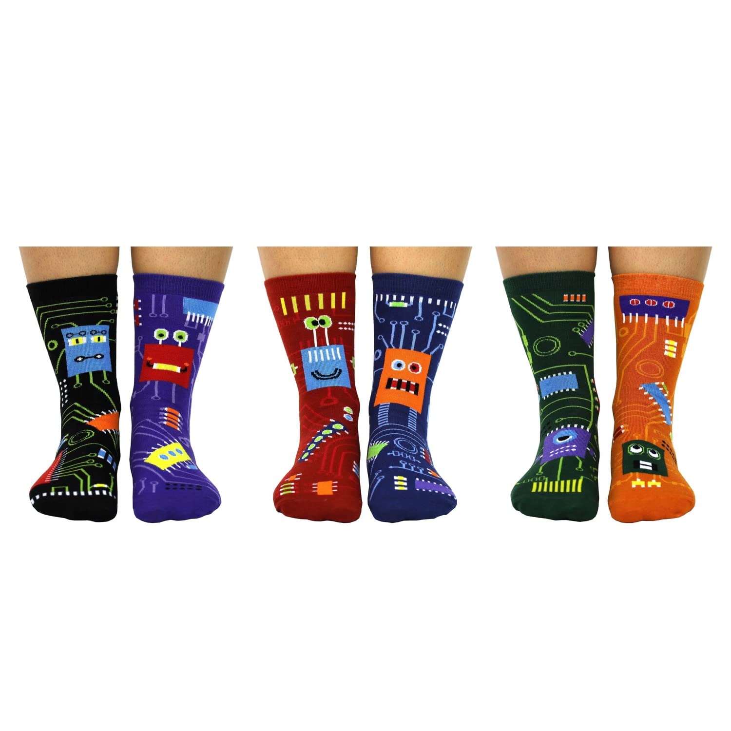 United Oddsocks - Sock Bytes - Scatola 6 calzini dispari per bambini - UK 12-5.5 EUR 30.5-38.5 US 13.5-8, Multicolore, 12