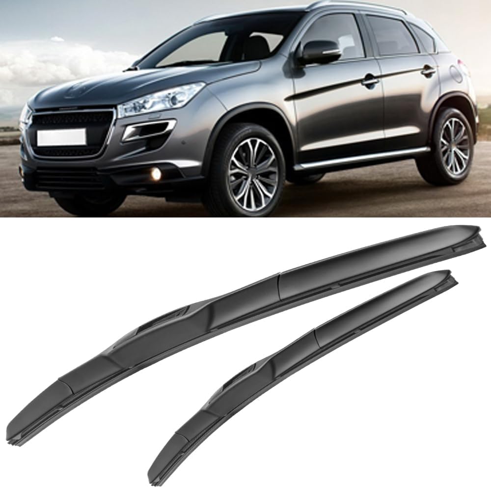 RESKIU Car Front Windshield Wiper Blade Set Replacement for Peugeot 4008 2012-2015, All Season Windscreen Wipers Quiet Easy Installation