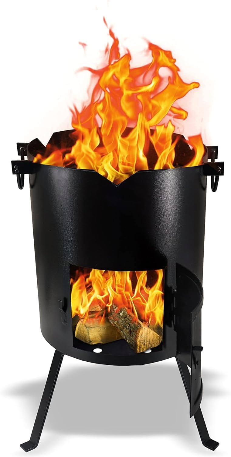 Simond Store Wood Fire Uzbek Kazan Oven for Making Plov Pilaf Shorpa, Large Cauldron Alloy Steel 16” inch Diameter with Capacity of 11 to 18 ltrs. for Outdoor Camping