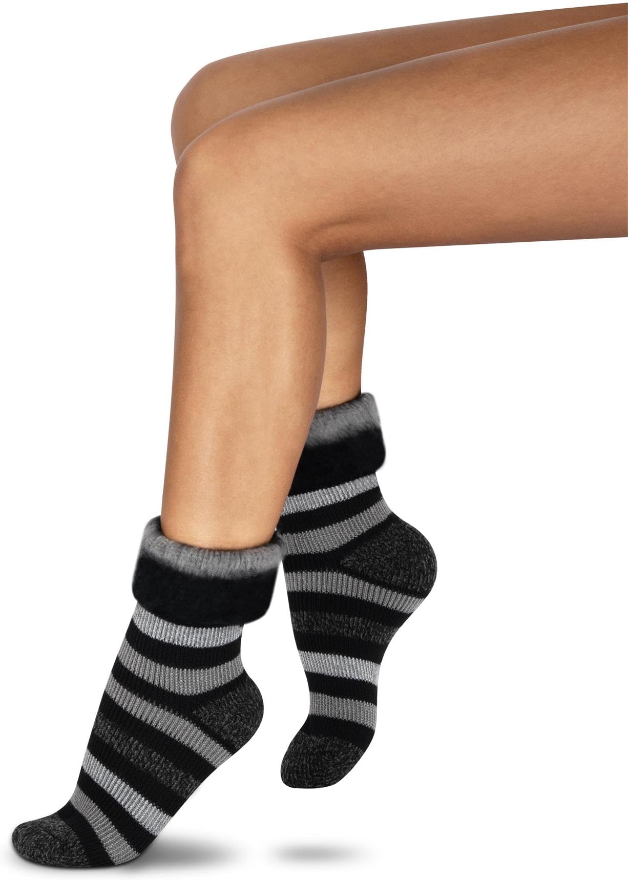 Polar Husky 6 Paar Super Warme Thermo Socken! Vollplüsch/Perfekt geeignet für Stiefel Farbe Extrem/Hot/Schwarz gestreift Größe 39/42