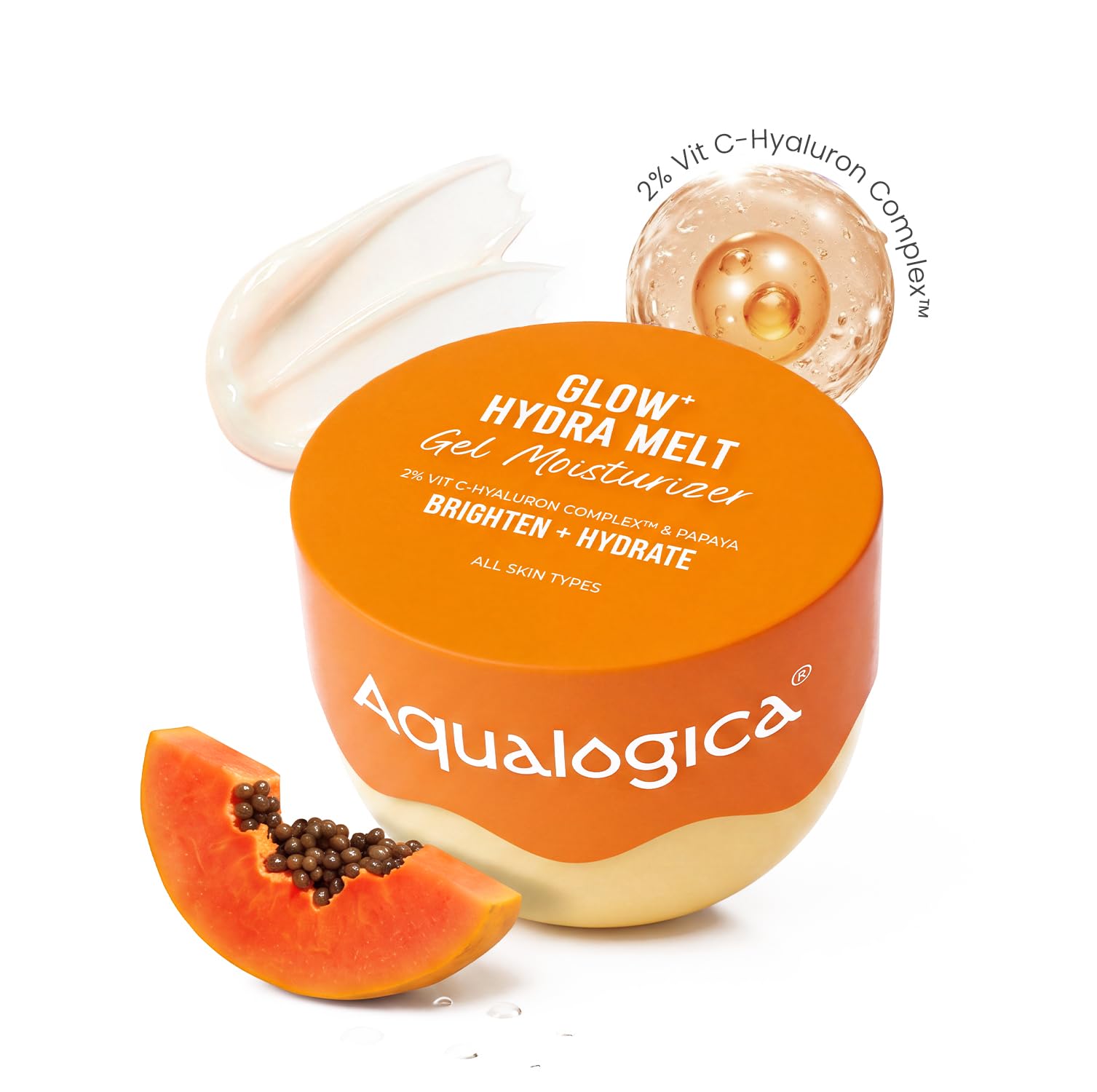 Aqualogica Glow+ Hydra Melt Gel Moisturizer (200 g) | Water-light Gel Moisturizer | 24-Hour Hydration | Brightens & Adds Glow | For Normal to Combination Skin 2% Vit C-Hyaluron Complex™ & Papaya