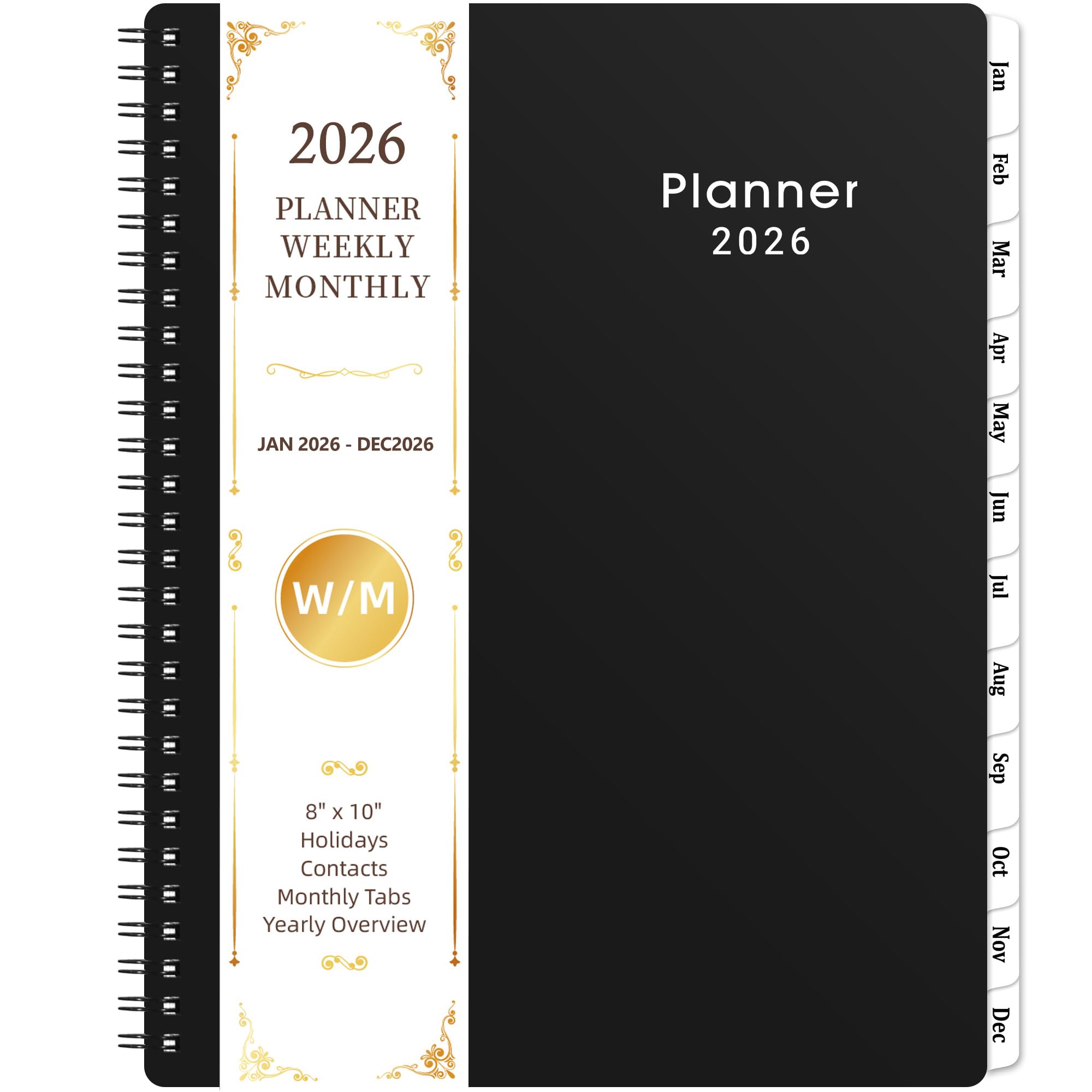 2026 Planner - 2026 Calendar Planner, JAN 2026 to DEC 2026, Weekly and Monthly, 8'' x 10'' with Monthly Tabs, Yearly Planner 2026, 2026 Calendar with Twin-wire Binding, Flexible Cover