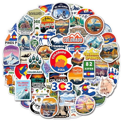 YTSQLER 200 PCS Colorado Stickers Colorado Souvenirs Stickers for Laptop Water Bottle Suitcase Scrapbook Vinyl Travel Souvenirs Decals for Adults Women Men