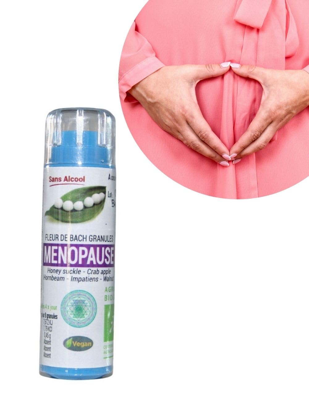 KOSMEO B Ménopause Complexe Fleurs de Bach sans Alcool 130 Granules Renforcé par Chromothérapie - BIO - 0.12 kg
