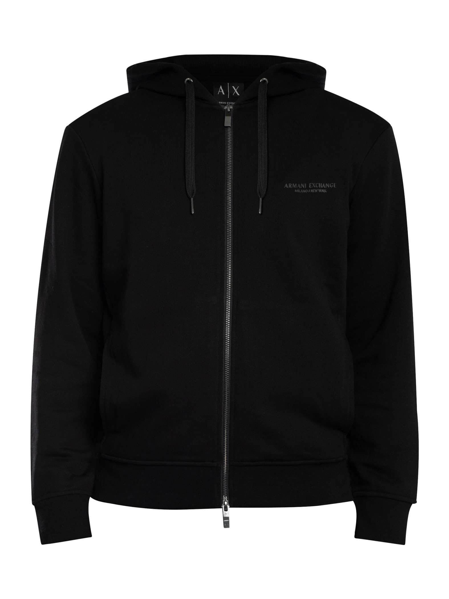 Armani Exchange Genuine Cotton, Zipped, Long Sleeve Side Logo Felpa con Cappuccio Uomo (Pacco da 1)