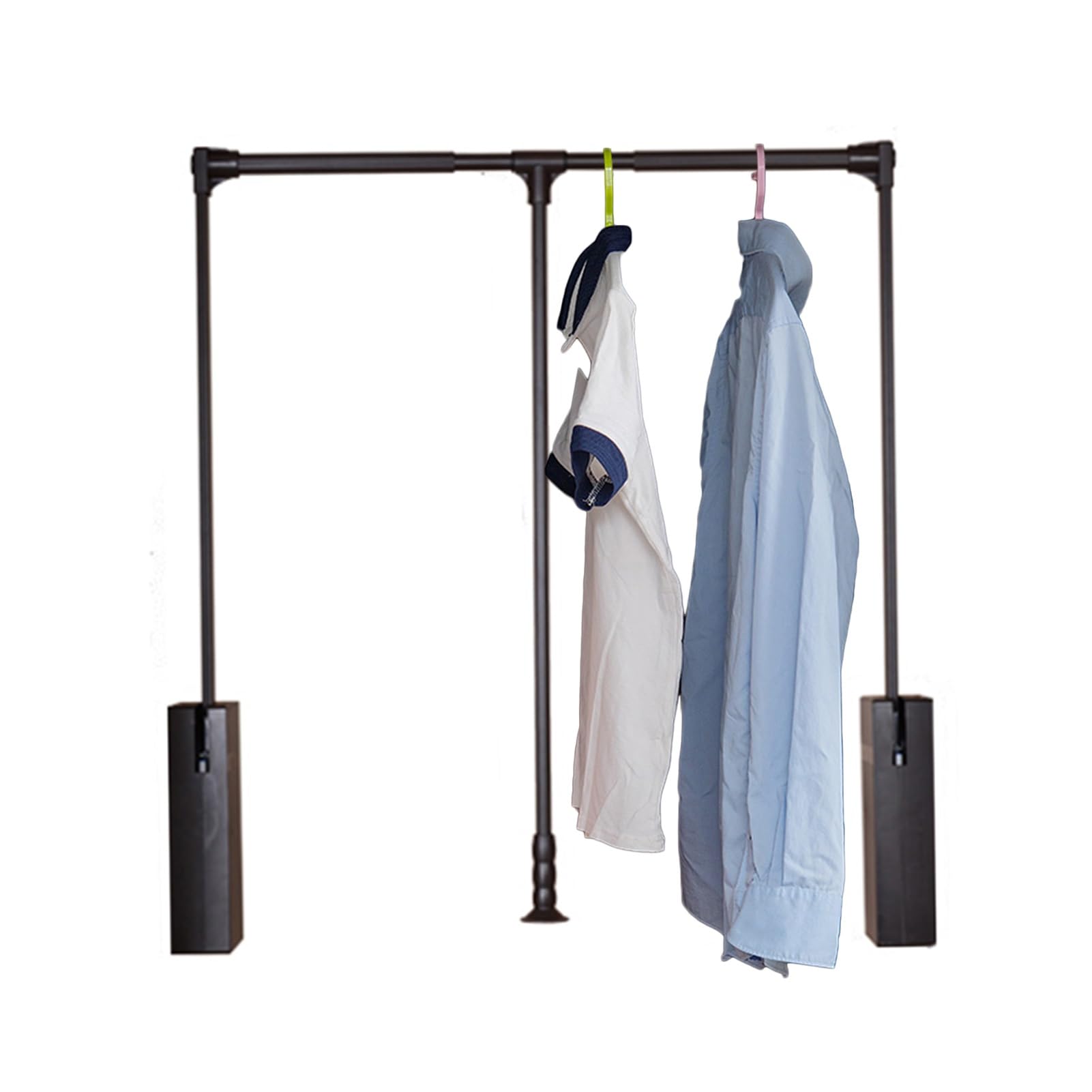AYCDL Pull Down Hanging Rail for Wardrobe, 510-1210mm Teles Adjustable Clothes Rail with Soft Return,Closet nizer for Shirts and Jackets,Brown-510-660mm