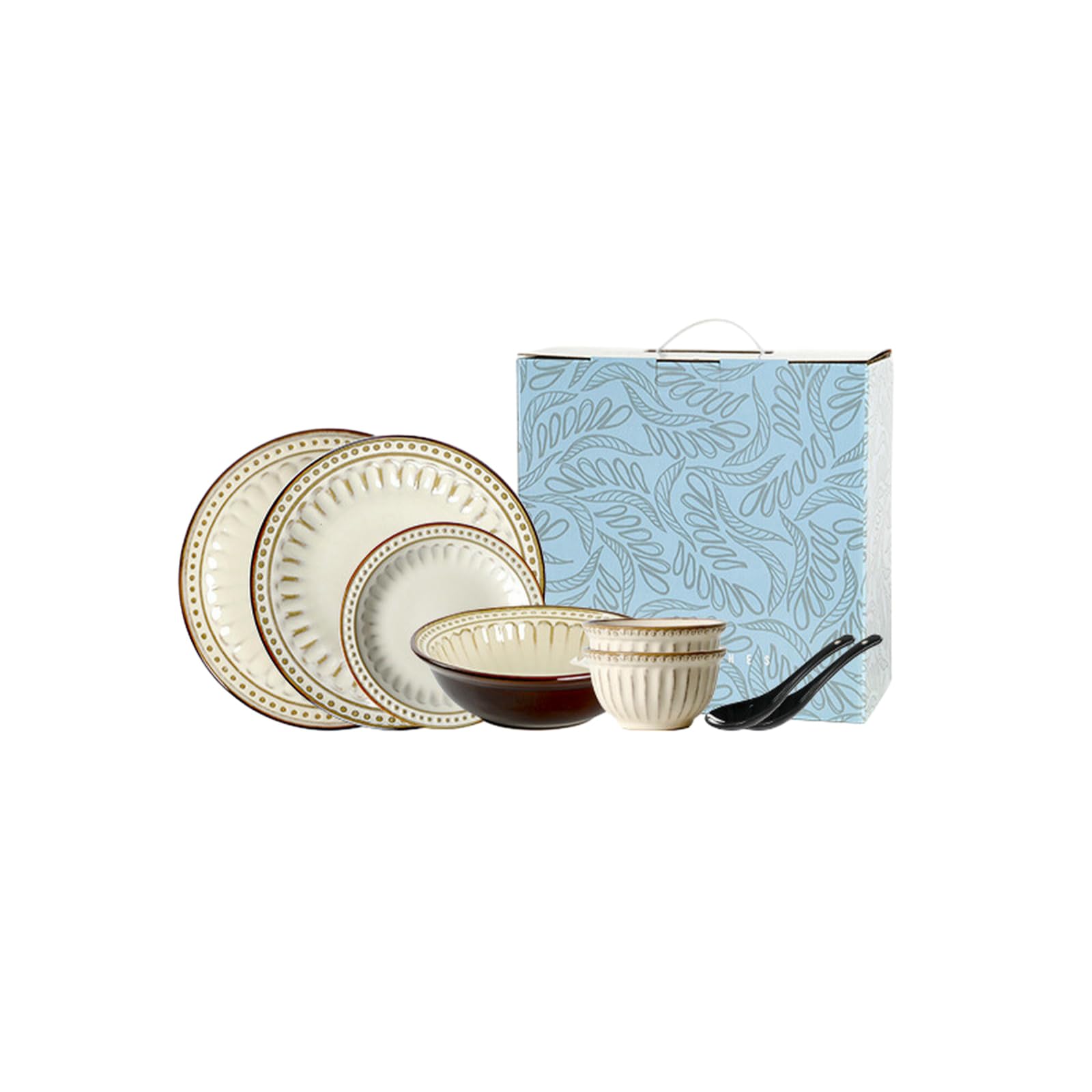 Domowa ulga w stylu europejskim retro delikatna odporna na wysokie temperatury praktyczna ceramiczna zastawa stołowa - 10-częściowy zestaw dla dwóch osób