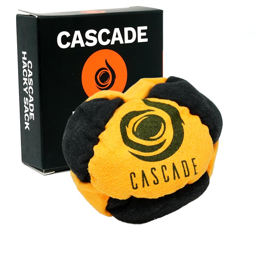 Cascade Pro 8 Panel Hacky Sack - Pro Freestyle Footbag - Trick Foot Bag (Orange/Black)