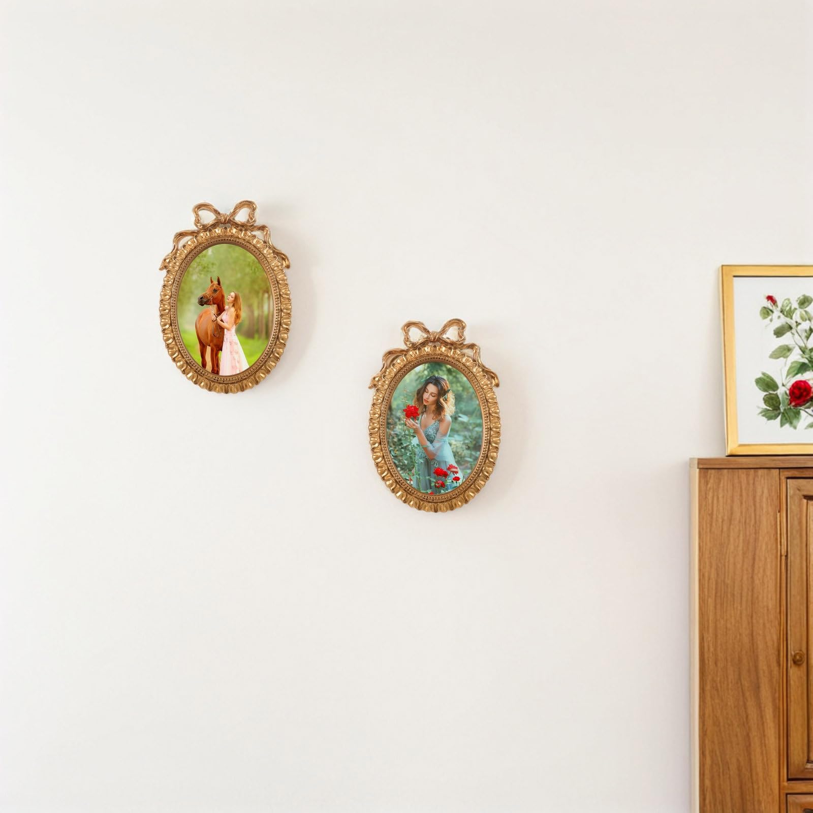 VALICLUD 2 Stück Ovaler Bilderrahmen aus Kunstharz mit Europäischem Vintage Design Leichter und Robuster Fotorahmen für Wandkunst und Festliche Dekoration in Gold