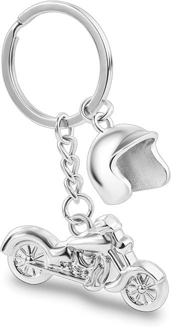 Keychain, Personalized Lucky Charm Gift for Valentines Day, Birthday and Anniversary, Motorcycle Dinosaur Keychain