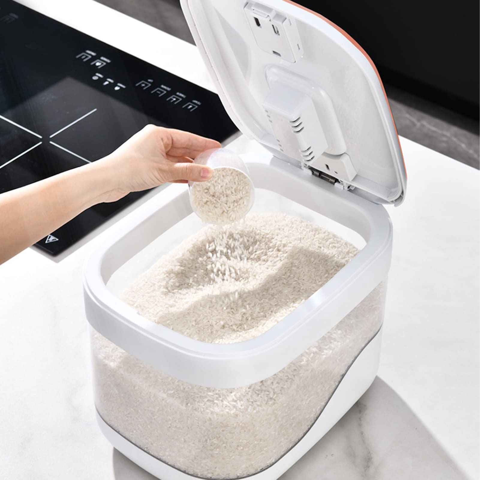 Contenedor de Almacenamiento de Arroz de Gran Capacidad, Bote de Arroz Higiénico para Restaurante en Casa, Cubo de Arroz Tipo Prensa (10KG)