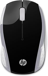 HP 200 Mouse Wireless, Tecnologia LED Rosso, Laser fino a 1000 DPI, 3 Pulsanti, Rotella Scorrimento, Ricevitore USB 2.4 GHz, Design Pratico e Confortevole, Ambidestro, Argento