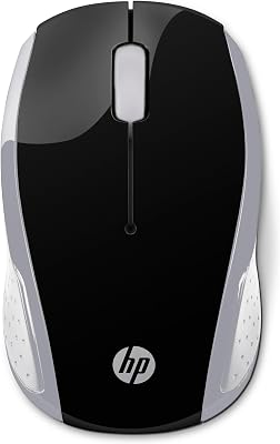 HP 200 Mouse Wireless, Tecnologia LED Rosso, Laser fino a 1000 DPI, 3 Pulsanti, Rotella Scorrimento, Ricevitore USB 2.4 GHz, Design Pratico e Confortevole, Ambidestro, Argento