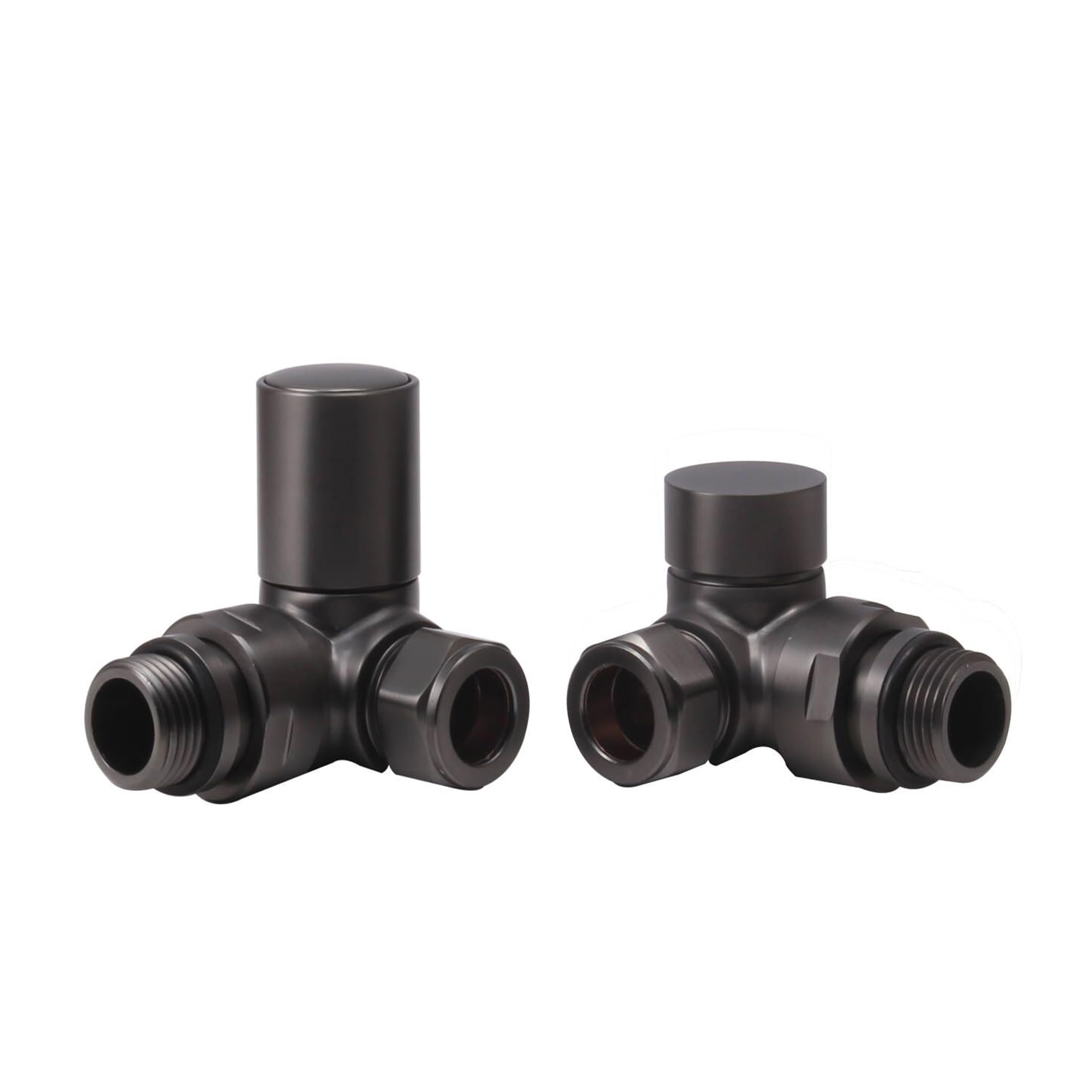Manual Radiator Valve Round Corner - 15mm x R 1/2" - Brushed Gunmetal