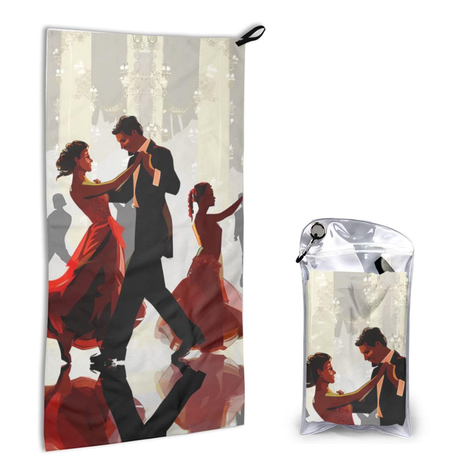 Ykljg White Ballroom Dance Printed Quick-Drying Towel Absorbent Towel With Pvc Bag For Sport Gym Spa,40X80 Cm