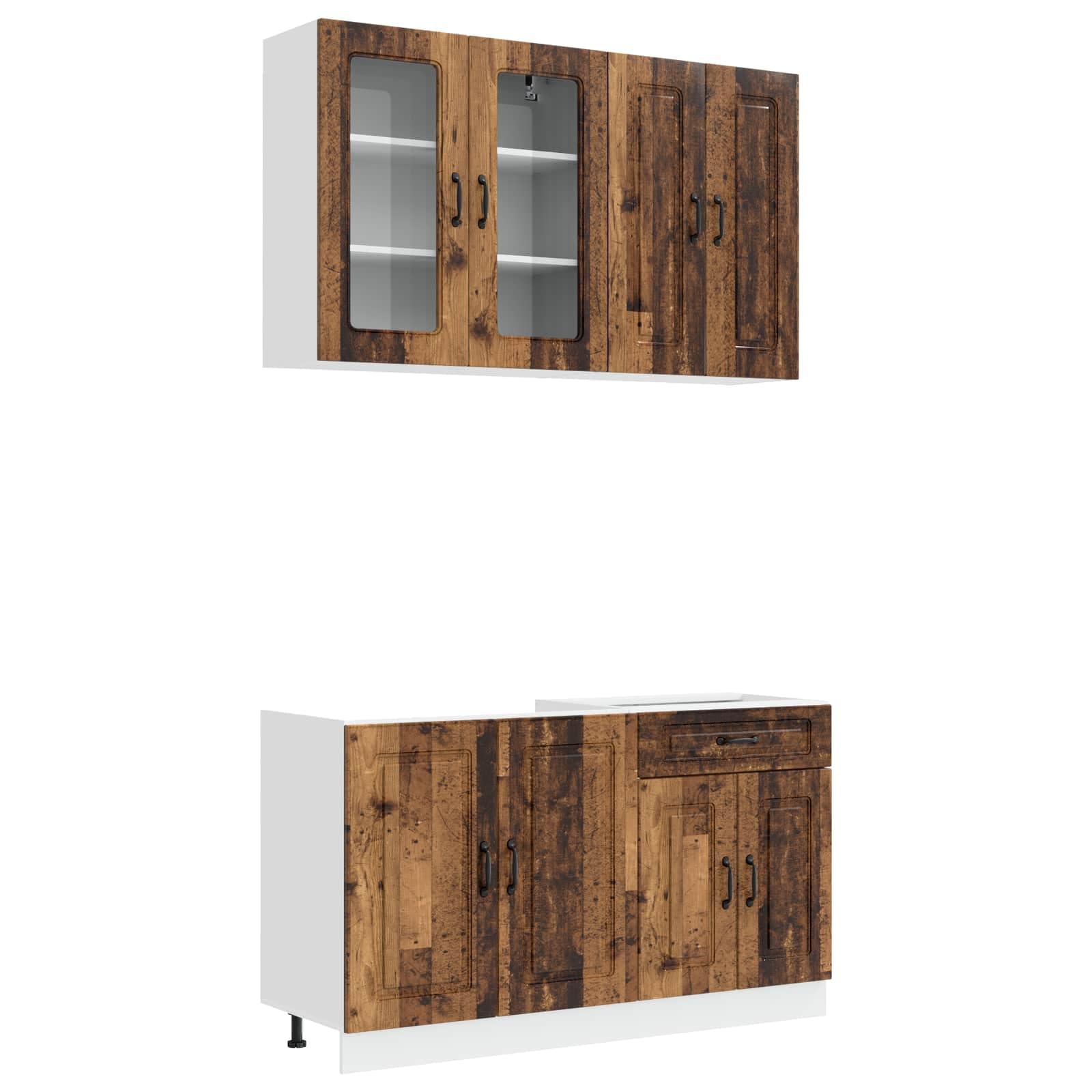 Almacenamiento elegante de madera envejecida para cocinas urbanas