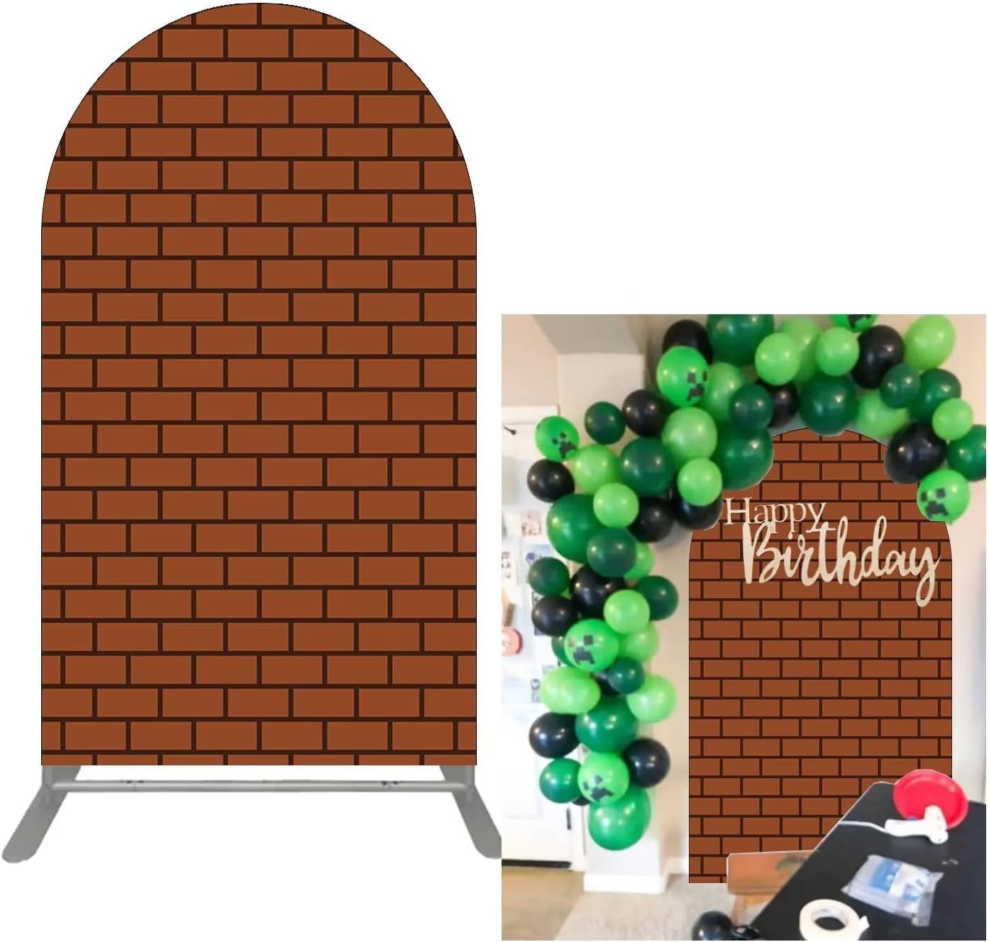 Stretchy Arch Backdrop Cover For Parties - Fits 2.5x6ft Round Top Frame | Sweet Candy Donuts Theme