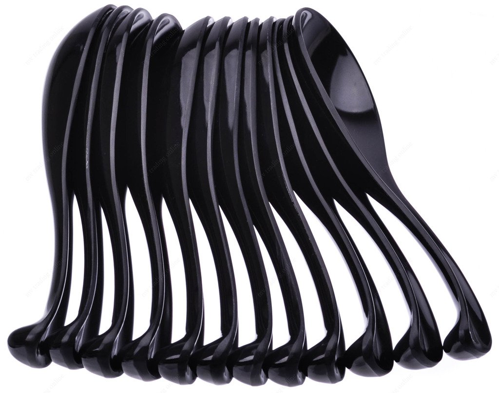 (Pack of 12) Chinese Ladle Style Melamine Soup Spoon Multi-Color, Black