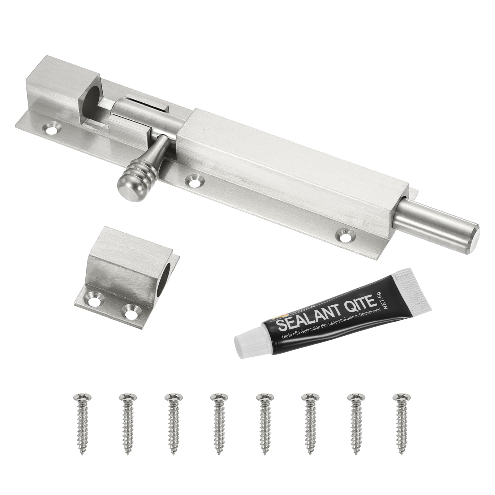 sourcing map Barrel Bolt Latch, 6 Inch Stainless Steel Door Security Slide Latch Locks with Screws, Sliding Bolt Locks for Barn Doors, Cabinets, Patio Doors, Brushed Silver