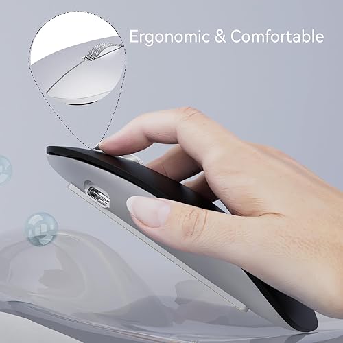 Miniatura 6 de Uiosmuph Ratón inalámbrico G11, mouse de computadora recargable USB C, ratones silenciosos delgados de 2.4 GHz óptico con receptor USB Nano y