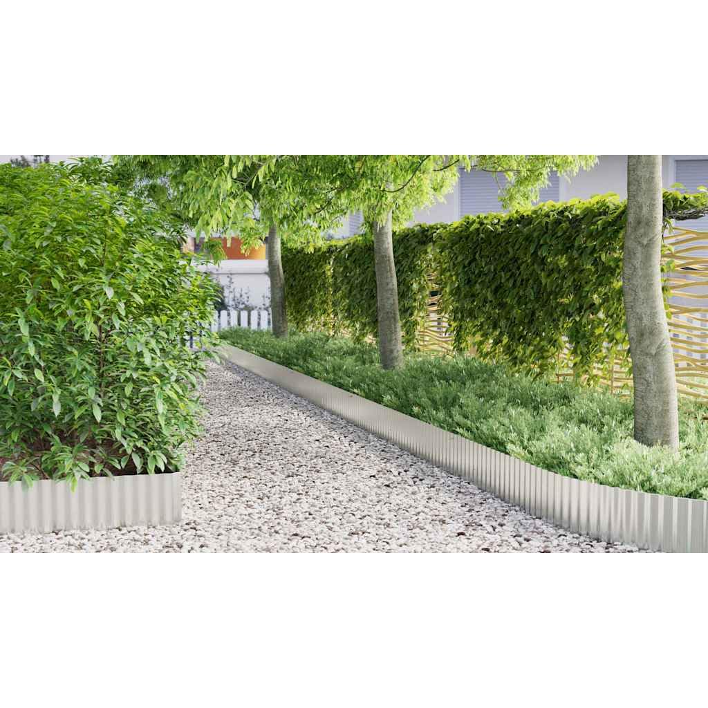 Borde de césped galvanizado plateado, 1000 x 25 x 0,03 cm