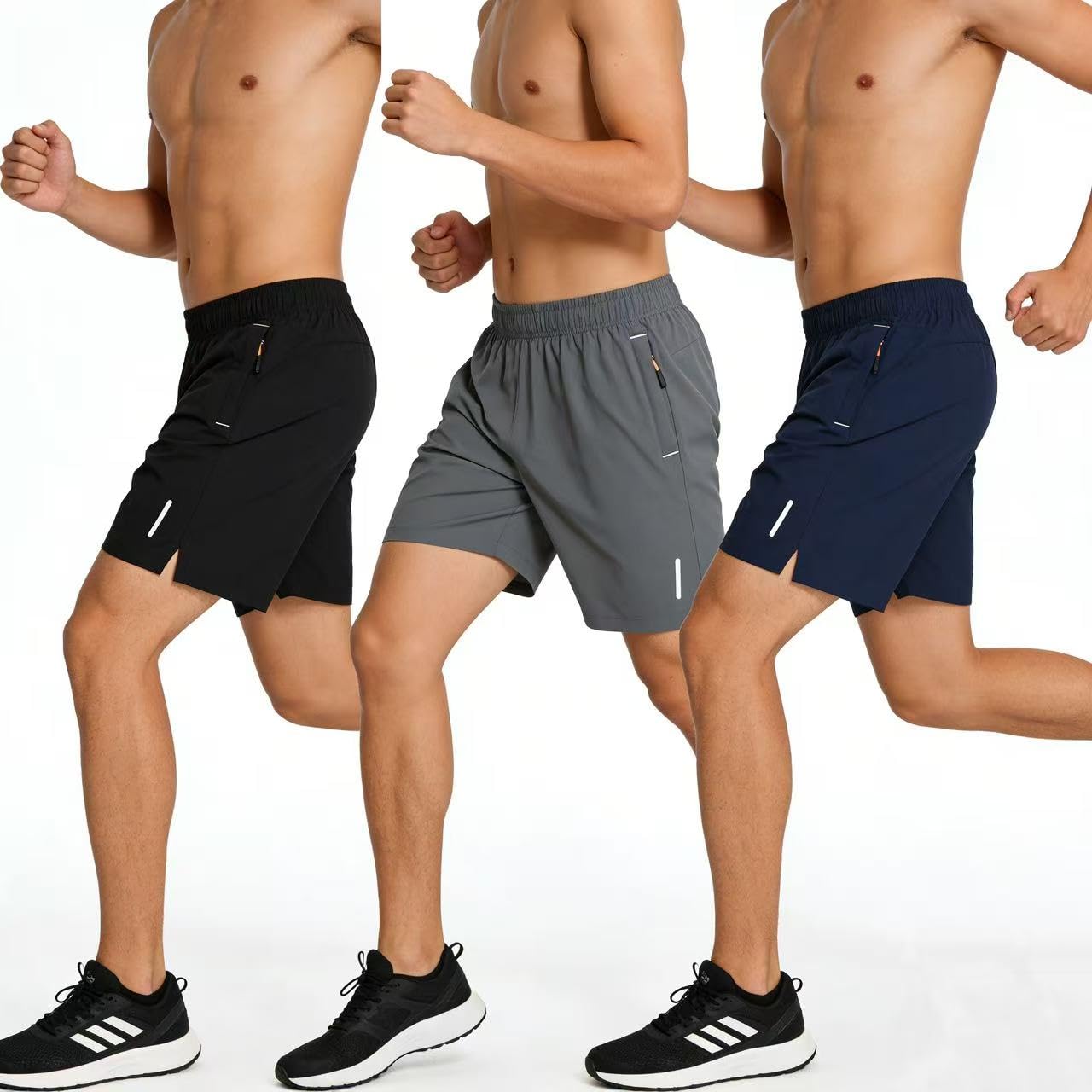 Paquete de 3 pantalones cortos deportivos para hombre, pantalones cortos de baloncesto de secado rápido con bolsillos para correr, ropa deportiva casual — view 2