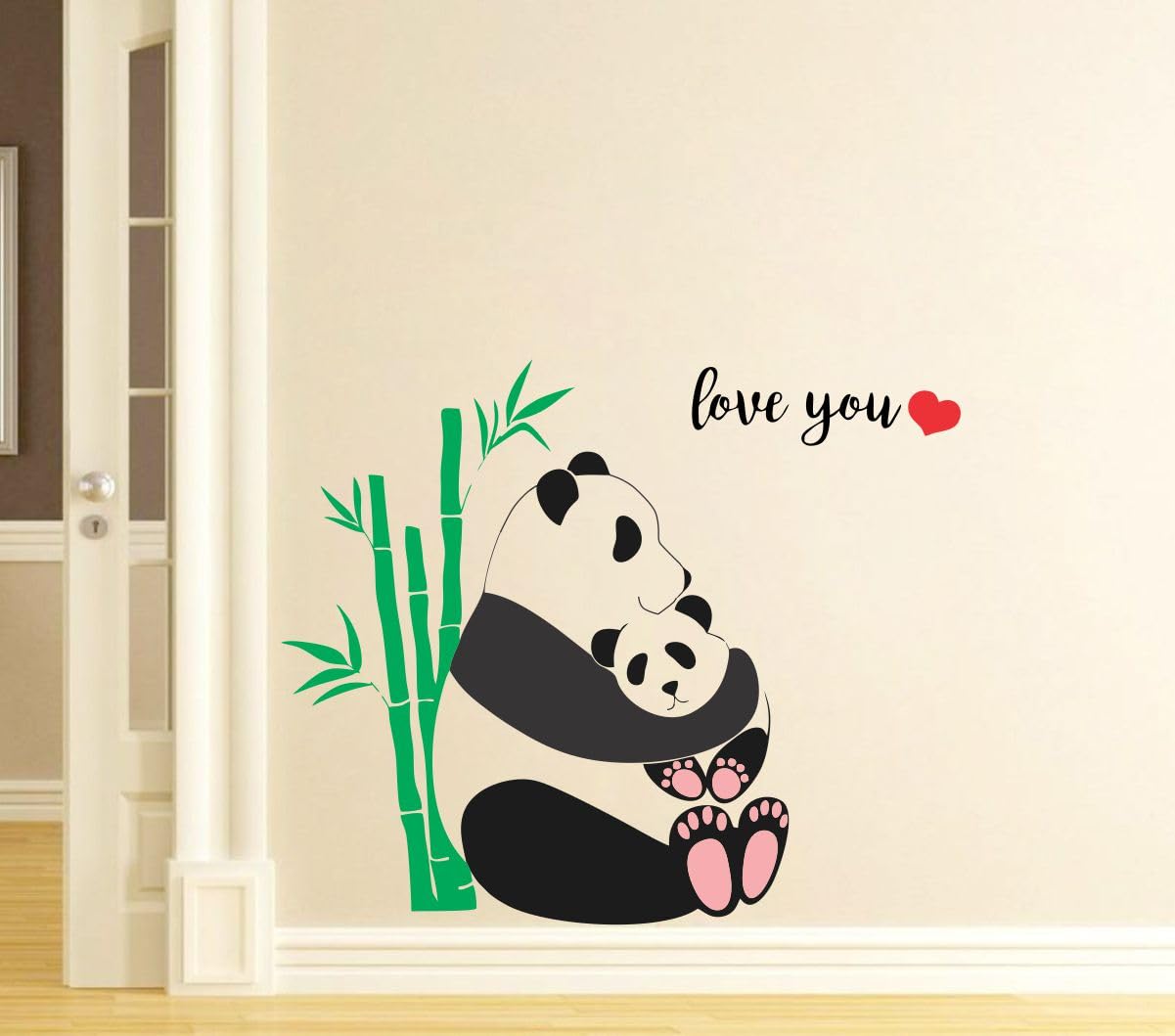 DECOR KRAFT Panda Wall Sticker for Bedroom Home Decoration Large Size Cute Baby Panda with Bamboo Sticker 3D for Kids Room, 58 CM X 53 CM, Multicolour-image-39