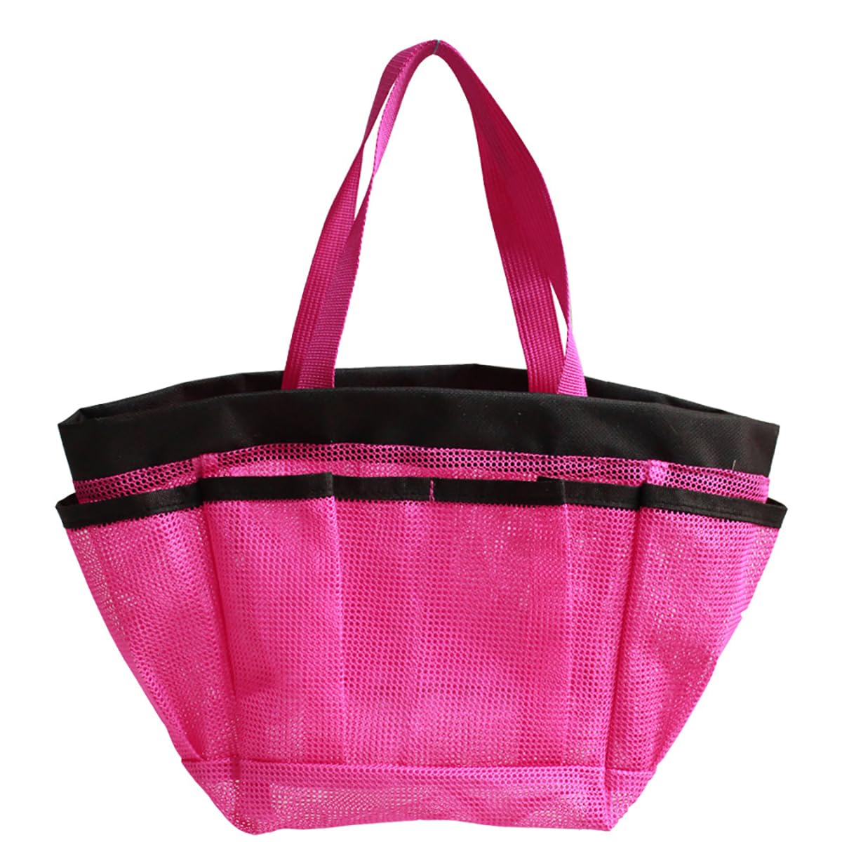 Mesh Shower Bag Portable Large Capacity Bath Shower Caddy with 7 Pockets for Camping College Dorm Gym Rose