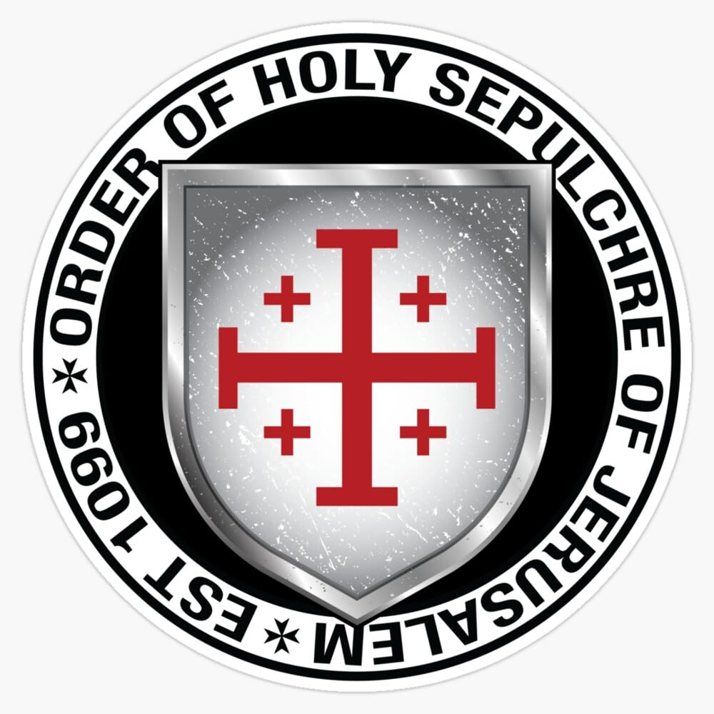 Order of The Holy Sepulchre of Jerusalem Shield Window Bumper Sticker Decal 5"
