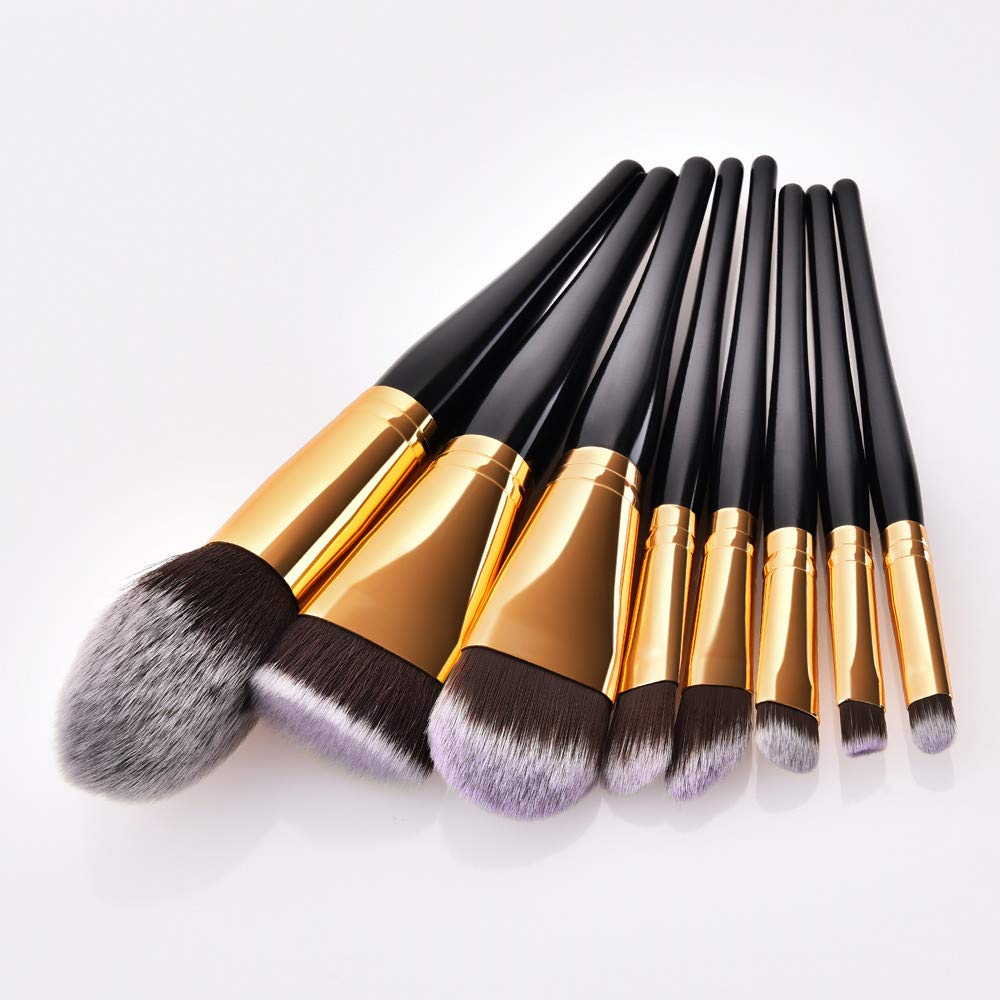Pinselset Make-up Puder Lidschatten Foundation Kosmetik 8PCS Pinsel Gesichtspinsel Makeup Foundation, Schwarz