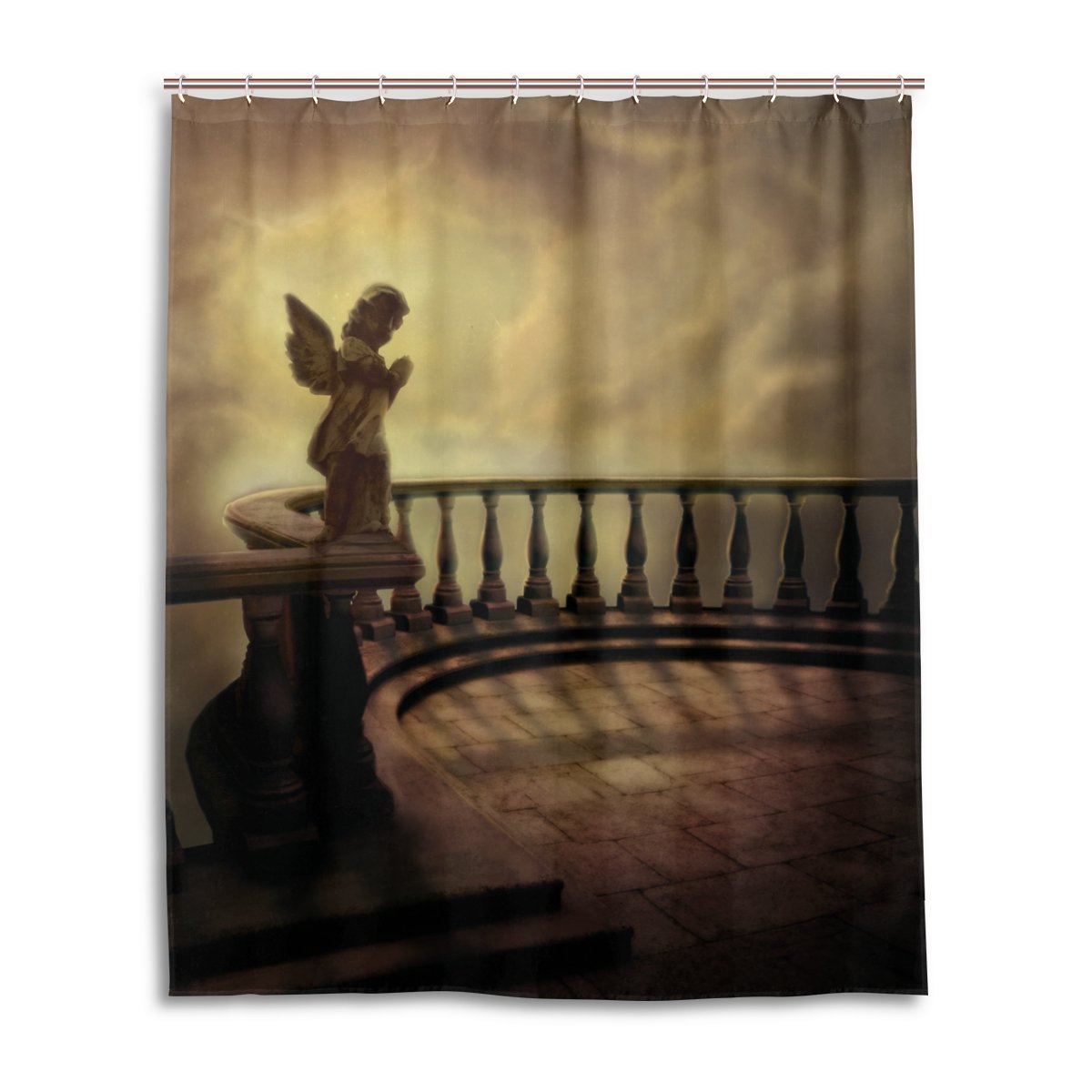 AOYEGO Duschvorhang Schwarz-weiß Gepunktet – 152 X 184 Cm, Polyester, Wasserabweisend