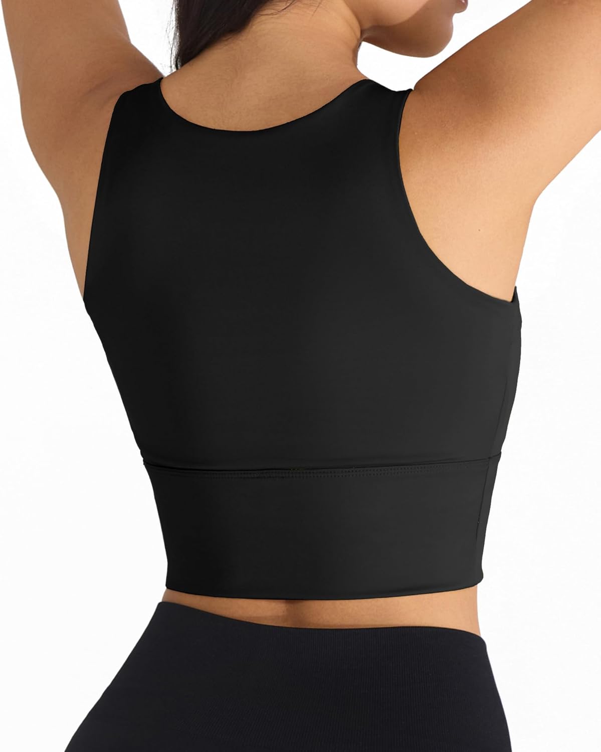 Ama Larsi High Neck Sports Bras for Women Medium Support Longline Sport Bras Padded Workout Yoga Crop Tank Tops