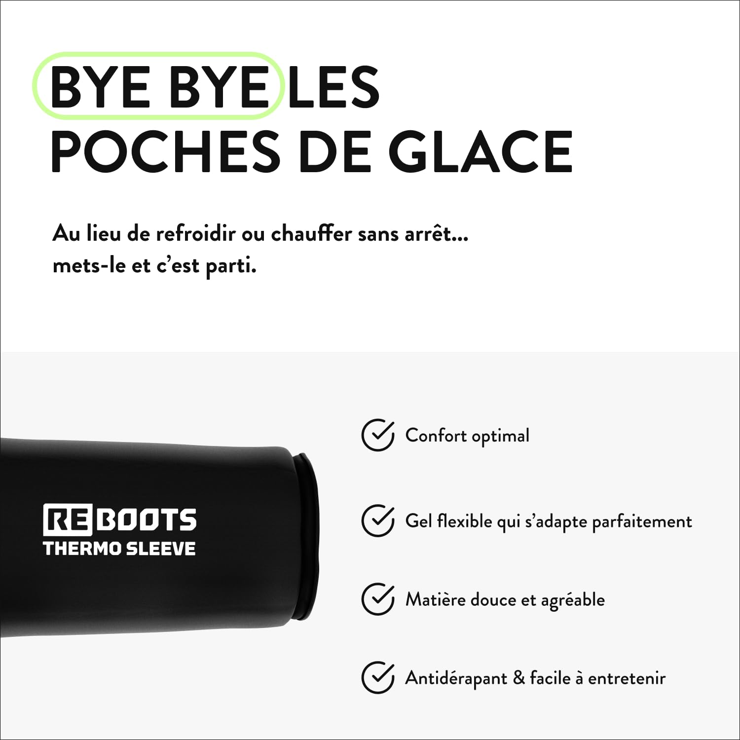 Thermo Sleeve | Bandage | Thérapie par le chaud et le froid | Contre les inflammations | Pour la régénération | Coussin chaud et rafraîchissant | Taille L