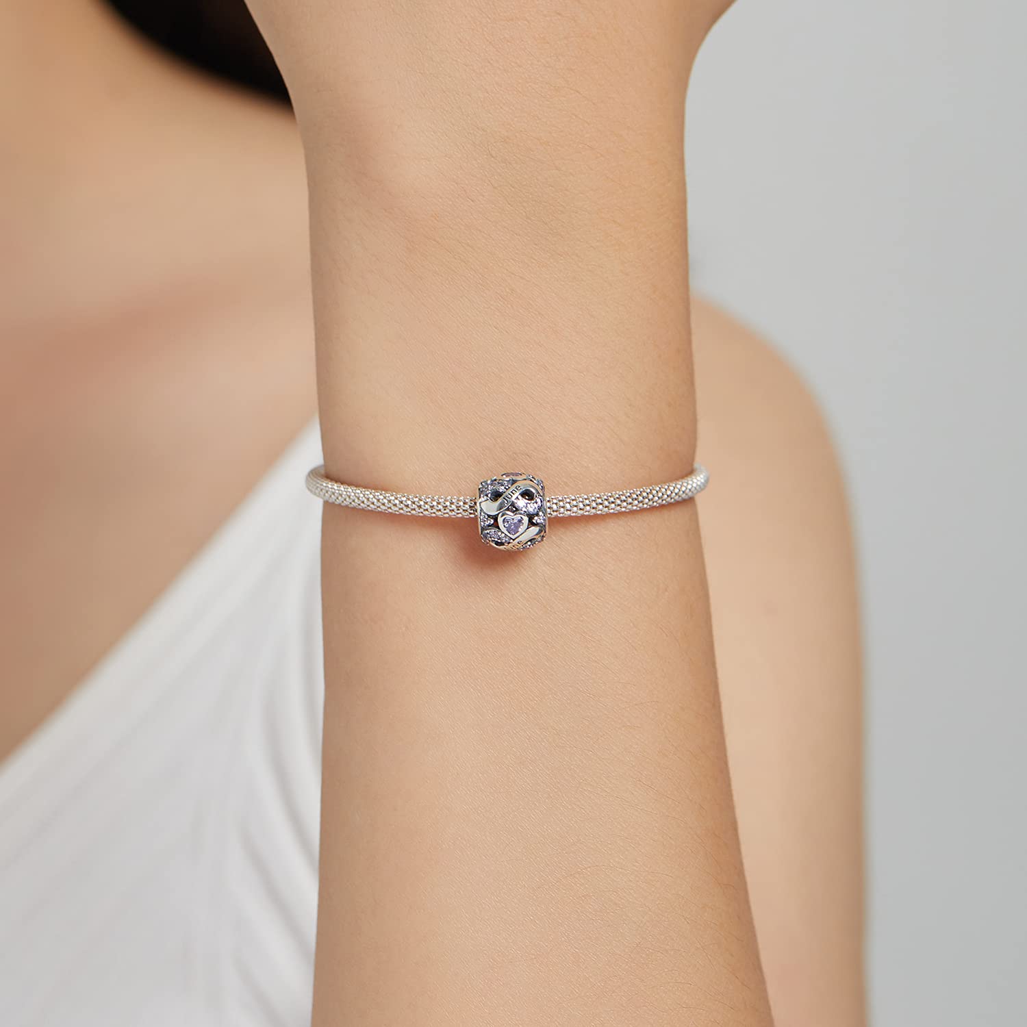 Styczeń - grudzień Charms z kamieniem urodzeniowym 925 srebro Love Heart Ażurowy koralik do bransoletek i naszyjników z cyrkonią DIY Elementy do wyrobu biżuterii (4)