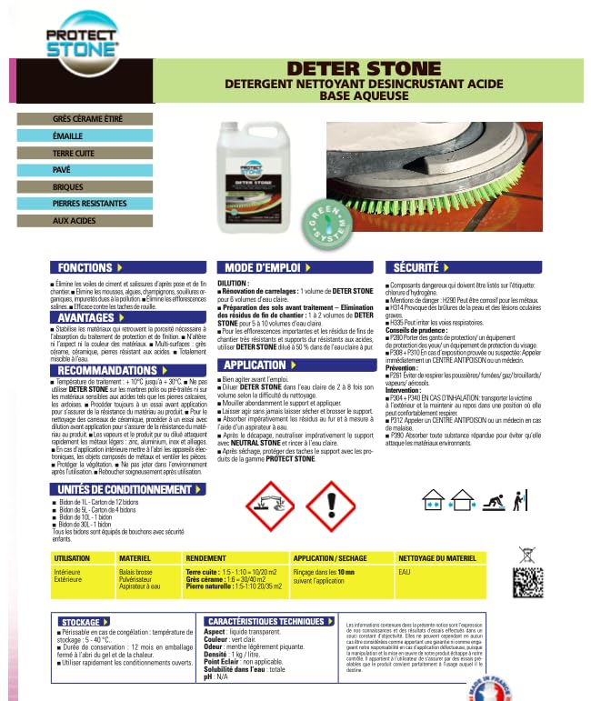 Décapant Voile de Ciment et mousse Deter Stone 5L (100m²) Nettoyant puissant pour Pierre Naturelle, Marbre, Carrelage, Béton – Élimine Laitances, Calcaire, mousse Action Rapide Intérieur/Extérieur