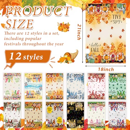 Image of Dispowreath 12 Pcs Seasonal Gnome Mailbox Covers Magnetic Standard Size 18 x 21 Inch Spring 4th of July Summer Magnetic Mailbox Covers for Garden Yard Outdoor Decor