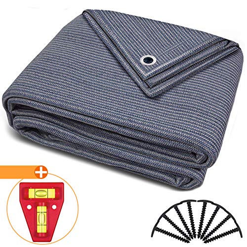 smartpeas Alfombra de toldo - Suelo de Polietileno (HDPE) con Ojales de Acero Inoxidable - Robusta y Lavable - con Bolsa y 8 T-Clavijas +1x Nivel de Burbuja Cruzada