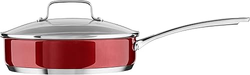 KitchenAid Cacerola de acero inoxidable de 3.3 cuartos de galón con tapa de vidrio, apta para lavavajillas (KC2S30ELPC)