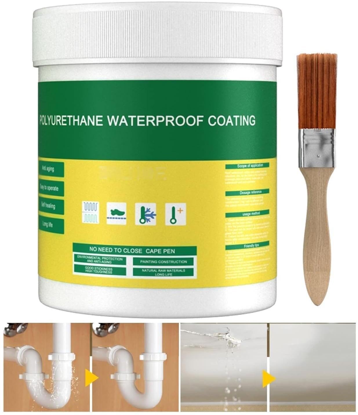 Hoaxer Strong Bonding Sealant Crack Seal Agent Roof Water Leakage Solution Waterproofing Transparent Glue for Pipe Wall Tiles Crack Filler with Brush (300gm) (B0D17P4XLP) Amazon Price History, Amazon Price Tracker