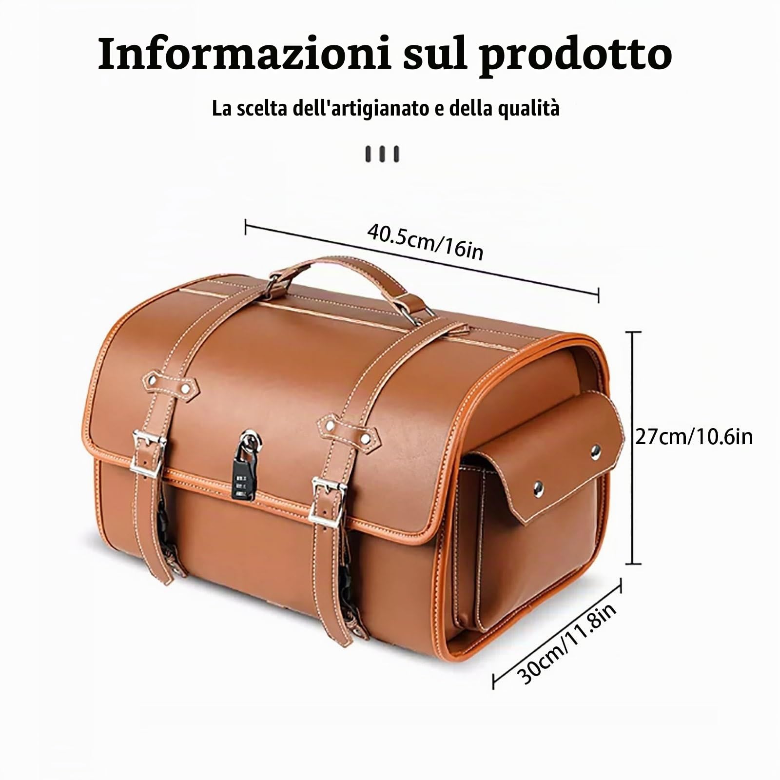 Bauletto per moto retrò, baule impermeabile ispessito, baule da viaggio con serratura a combinazione di sicurezza e maniglia per il trasporto, valigia per casco da motociclista, aspetto alla moda ( Co