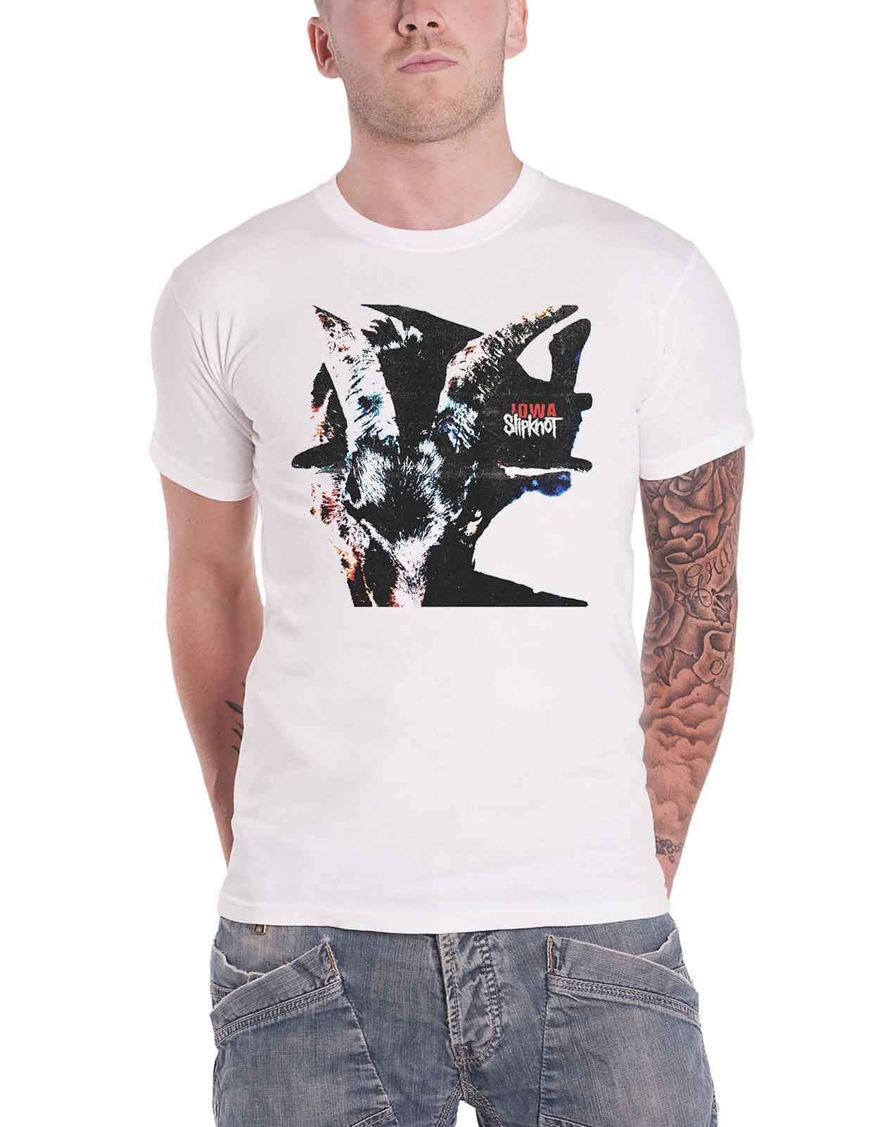Slipknot T Shirt Iowa Goat Shadow Band Logo Official Mens White S